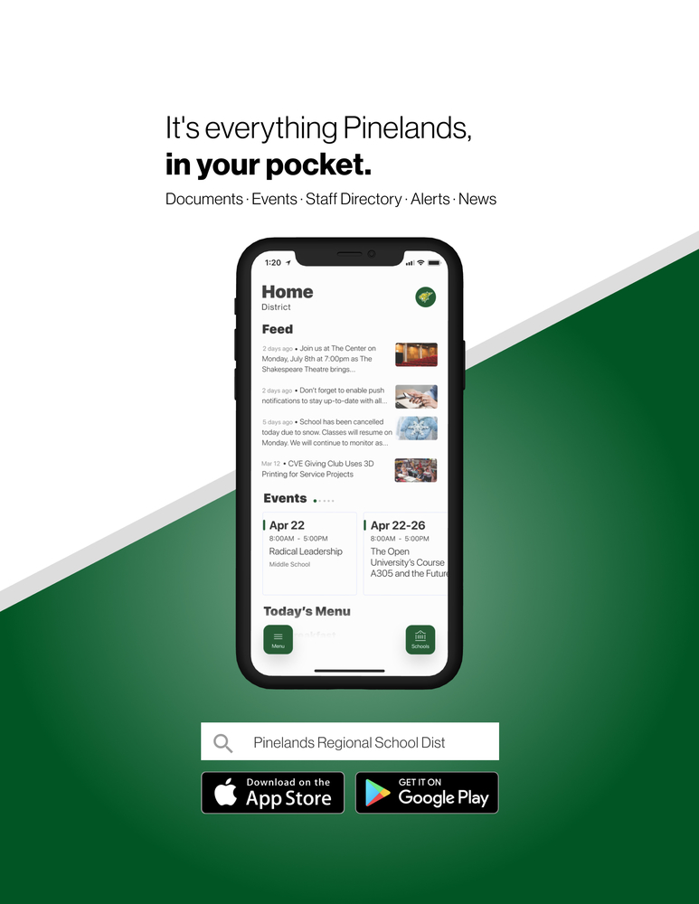 PICTURE OF PINELANDS MOBILE APP ON PHONE
