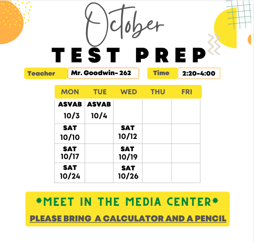 October SAT Test Prep Calendar