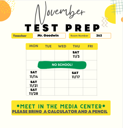 SAT Prep for Pinelands Students After School - November 2022 Calendar